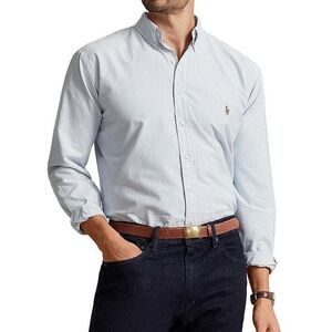 Ralph Lauren Men’s Large Blue White Striped Oxford Button Down Shirt
